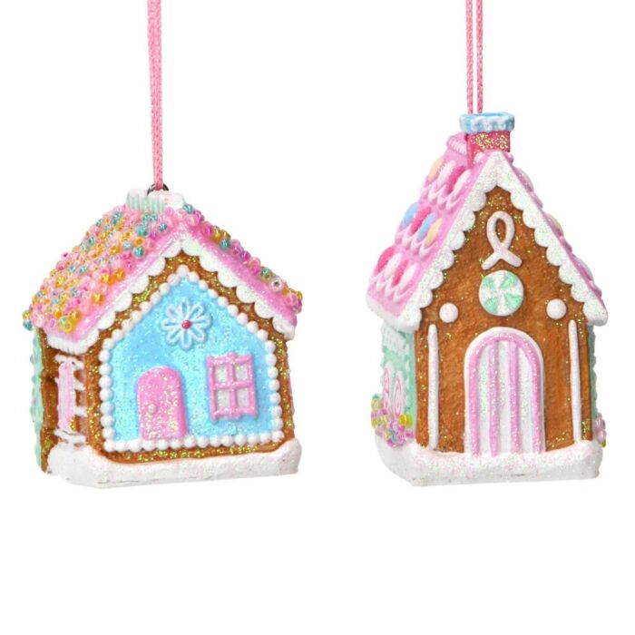 Gisela Graham Pastel Gingerbread House set